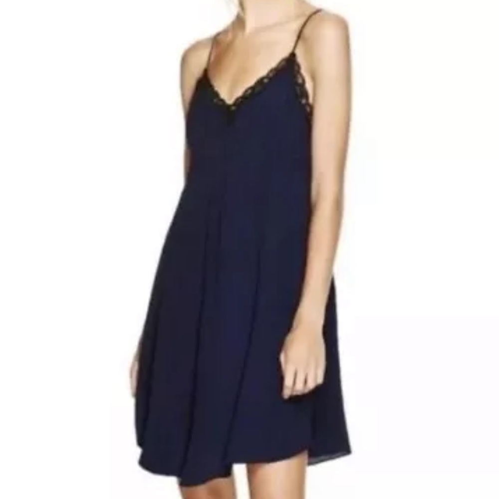 Wilfred Leibniz  Slip dress Women size S Lace Trim Mini Crepe Aritzia.